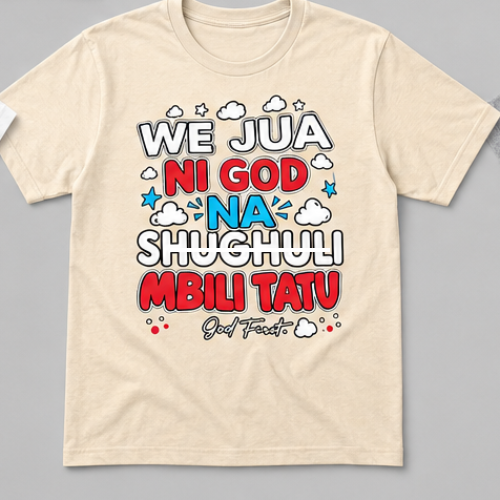 We jua ni GOD CREAM We Jua Ni God Graphic T-Shirt β Stylish Kenyan Quote Printed T-Shirt