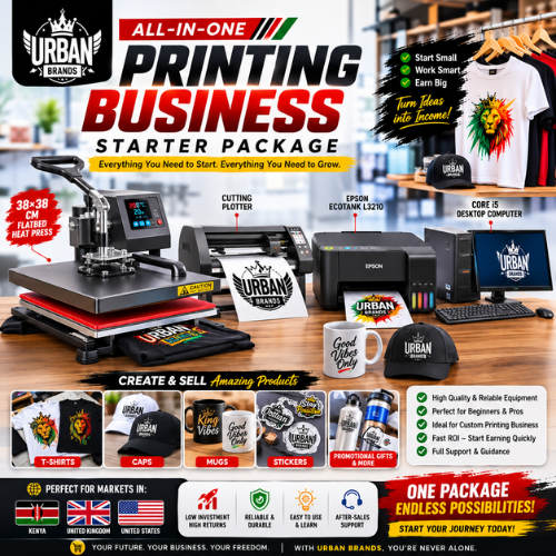 Printing Starter Package – 8 in 1 Combo Heat Press, Cutting Plotter, Epson L3210 & Core i5 PC – Kenya, UK, USA